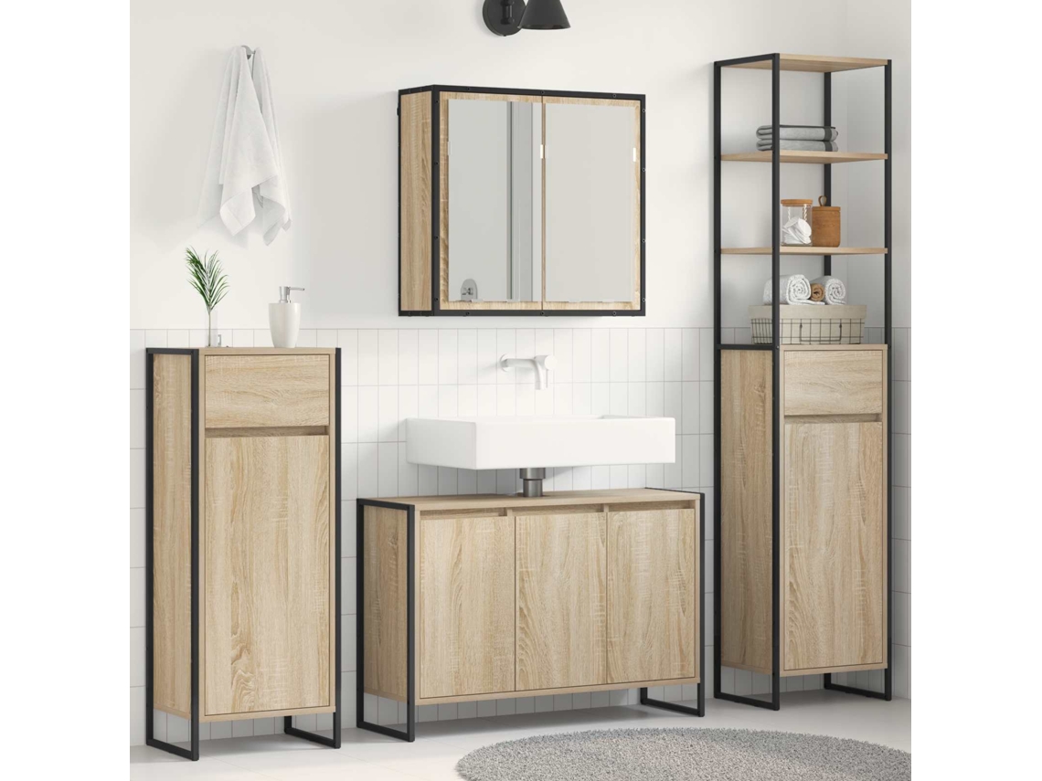 Vidaxl Conjunto De Móveis Para Banheiro 4 Unid. Carvalho Sonoma