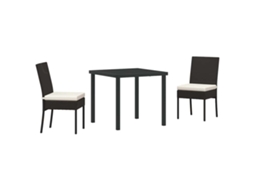 Conjunto de Jantar para Jardim 3 Pcs - Móveis de Jardim para Refeição Preto Aço Revestido a Pó HARLANV1