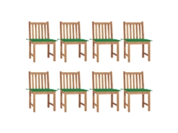 Cadeiras De Jardim 8 Pcs C/ Almofadões Madeira De Teca Maciça Dkd Home Decor