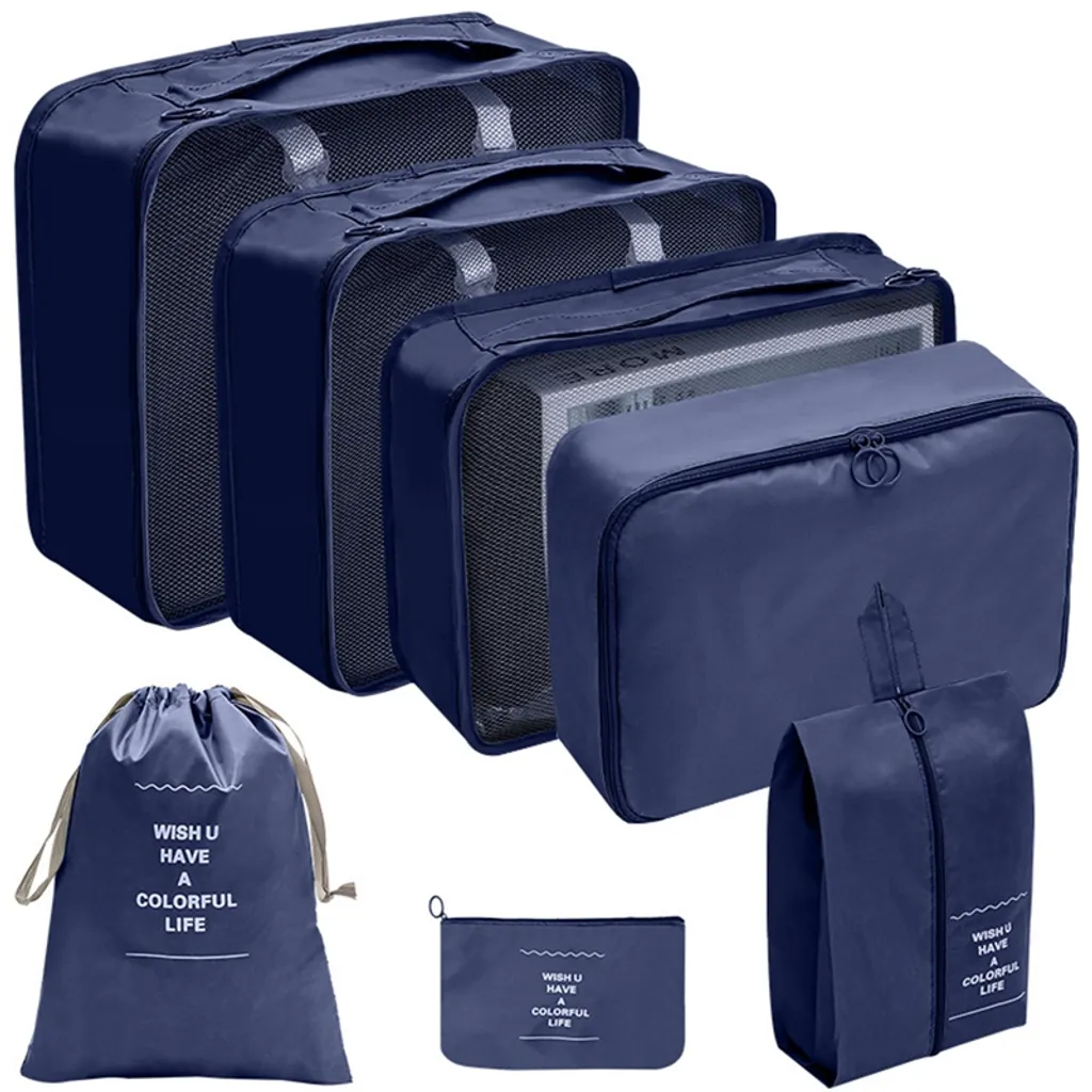 Conjunto De 7 Peças Organizadoras Para Malas, Dobráveis Para Roupas, Bolsa Organizadora Impermeável, Bolsa Para Sapatos, Bolsa Com Cordão