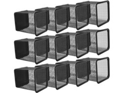Organizador de Mesa Moderno Stobaza com 12 Peças em Metal Preto e Estrutura Vazada, Ideal para Escritório Maqu