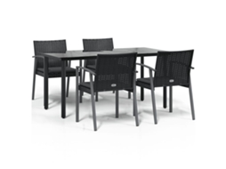 Conjunto de 5 Jantar para Jardim com Almofadões Vime Pe e Aço MAISON EXCLUSIVE (5pcs)