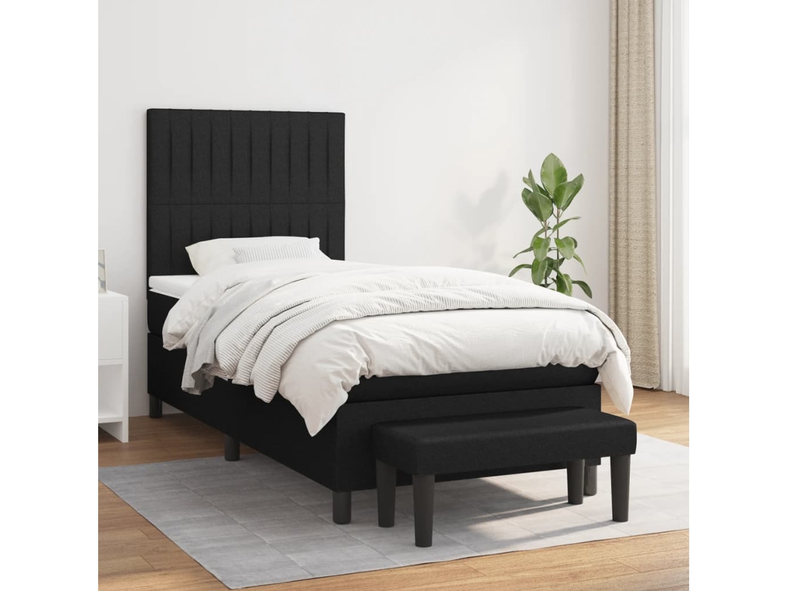 Vidaxl Cama com Molas/colchão 90x190 Cm Tecido Preto