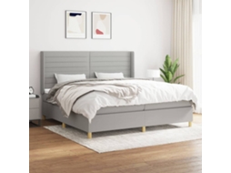 Cama Com Molas/colchão 200x200 Cm Tecido Cinza-claro
