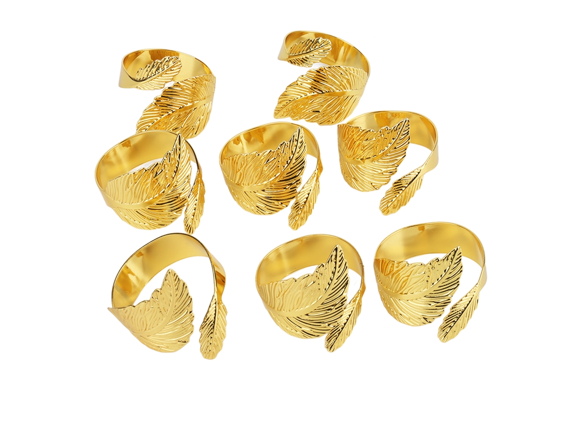 Conjunto De 8 Anéis Para Guardanapos Folha De Arce Exquisita Eletroplatada Reutilizável Para Cozinha Festa De Jantar Dourado