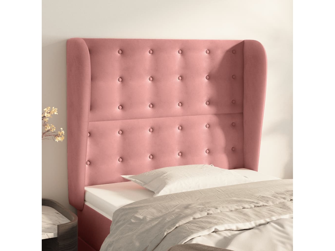 Vidaxl Cabeceira Cama C/ Abas Veludo 103x23x118/128 Cm Rosa