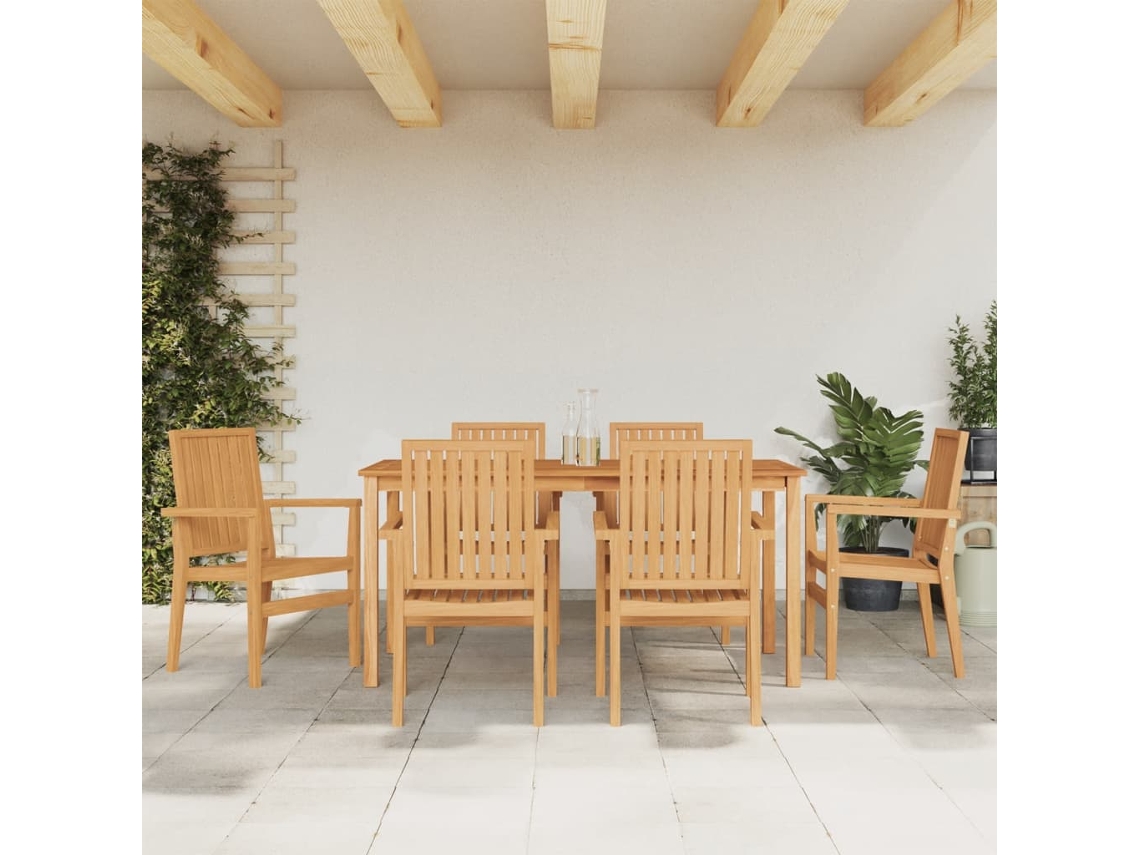 Vidaxl Conjunto De Jantar Para Jardim 7 Pcs Madeira De Teca Maciça