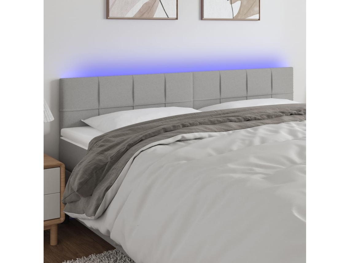 Cabeceira De Cama C/luzes Led Tecido 180x5x78/88 Cm Cinza Claro Lovely Home