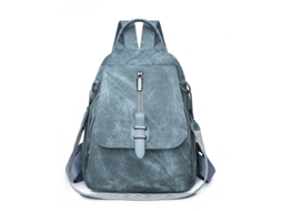 Mochila Feminina de Couro PU DIGITALLAB Grande Capacidade com Alças Ajustáveis, Azul