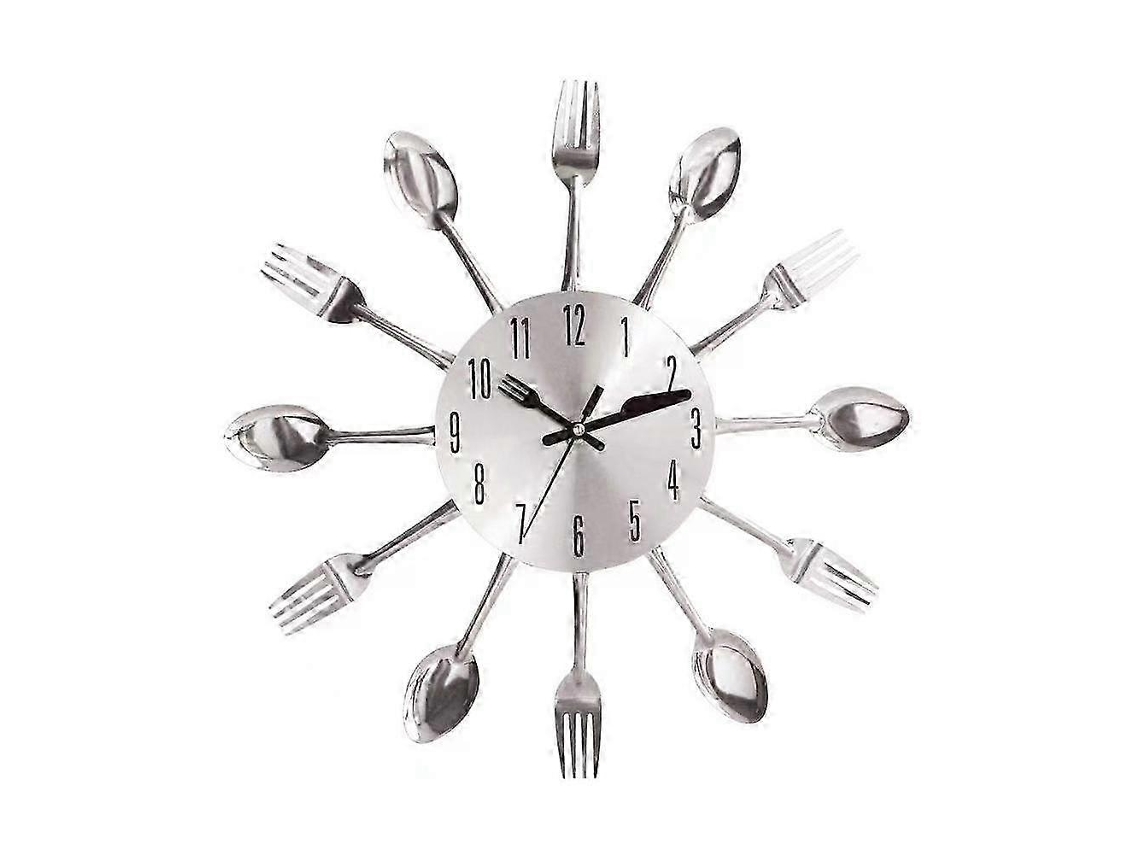 3d Spoon Fork Wall Clock Removable Modern Metal Clock Electronic Decorative
