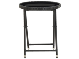 Maison Exclusive - Mesa De Chá 60 Cm Vime Pe E Vidro Temperado Preto