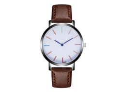 Reloj De Pulsera De Aleación Redondo Analógico De Cuarzo Para Parejas Café Oscuro