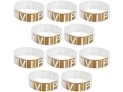 Pulseiras Sewacc 100vip para eventos e festas, ajuste confortável e superfície sólida em papel sintético, cor dourada.