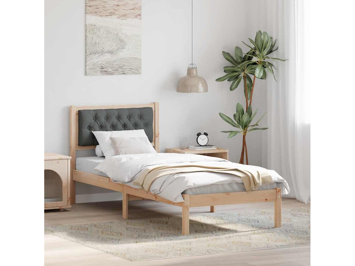 Vidaxl Estrutura da Cama com Cabeceira Cinza Escuro 75 X 190 Cm