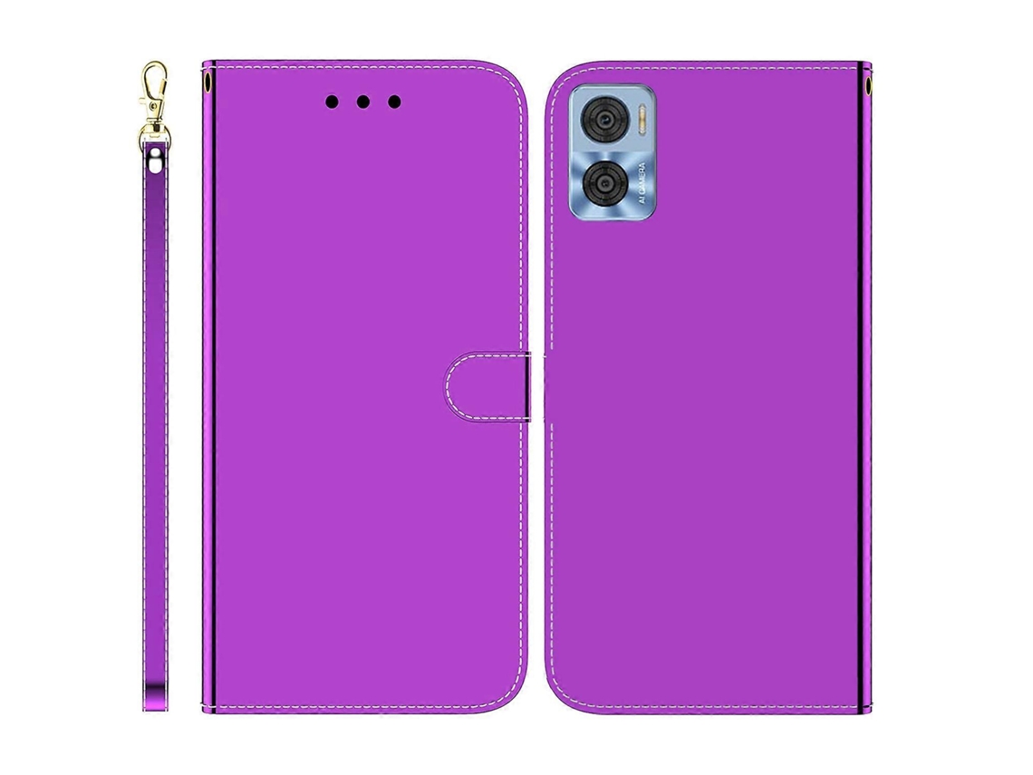 Capa De Celular Em Couro Com Acabamento Espelhado Para Motorola Moto E22/e22i