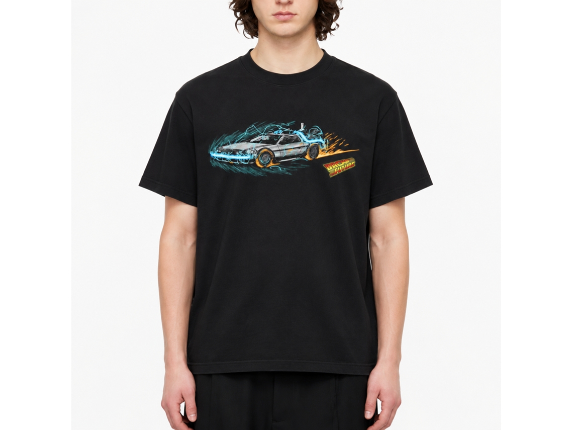 Rockinstone Back To The Future Movie Time Painting 1 Black Adult T-shirt Size:xl