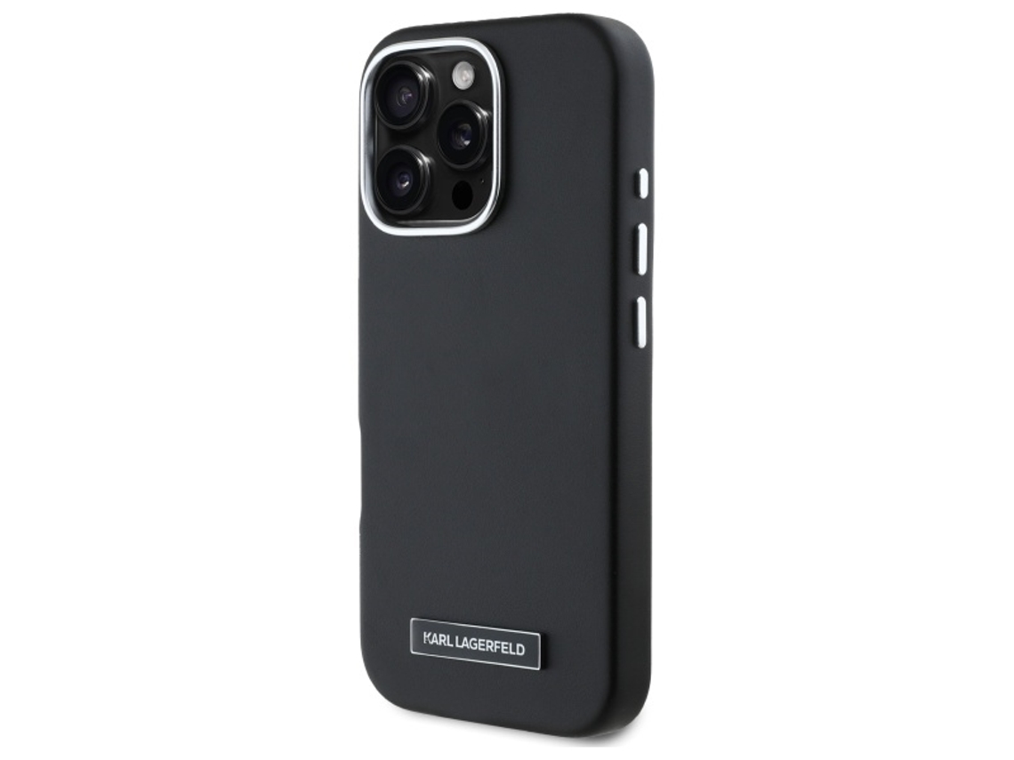 Capa para iPhone 16 Pro Max KARL LAGERFELD Pele Sintética Rígida Preto