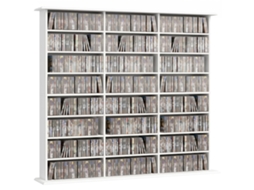Móvel De Arrumação Multimédia Branco Com 24 Compartimentos E 18 Prateleiras Ajustáveis Para 1032 Cds Ou 594 Dvds