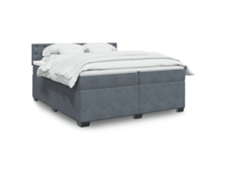 Vidaxl Cama Com Molas/colchão 200x200 Cm Veludo Cinzento-escuro