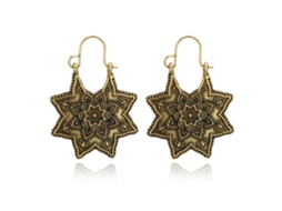 Brinco De Ouro Estrela Padrão Geométrico Oco
