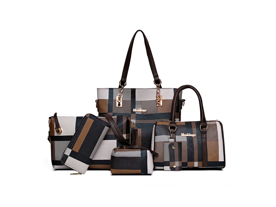 Kit 6 Bolsas Femininas em Pu, Versátil e Elegante (marrom)