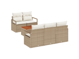 Conjunto 6 Sofá De Jardim Vidaxl Bege Vime Pe (55 X 55 X 37 Cm)