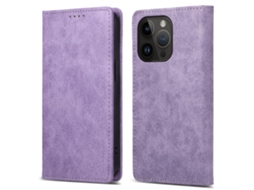Capa Bloqueio Rfid Para Iphone 15 Pro Max Pele Sintética Roxo