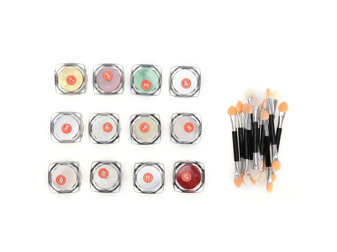 Pó De Pigmento Para Arte De Unhas Com 12 Cores Em Kit Com Pincel, Pó De Espelho Camaleão Para Manicure Profissional E Domiciliar