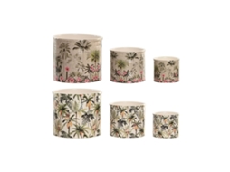 Plantador Home Esprit Verde Multicolor Cerâmica Tropical 13,6 X 13,6 X 11,8 Cm (2 Unidades) (3 Peças)