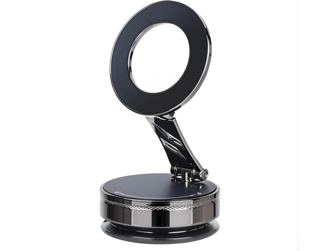 Suporte Magnético De Sucção A Vácuo Para Celular, Suporte Para Carro - Suporte Dobrável Ajustável De 360° Com Três Eixos (preto)