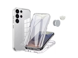 Kit Capa 360° Impact Protection 1 Gripholder 1 Suporte Phonecare Para Samsung Galaxy S26 Ultra - Transparente/branco