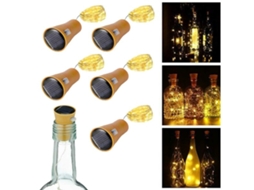 Kit com 5 lâmpadas de garrafa, célula solar, cortiça AQUAFORGE