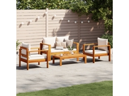 Vidaxl 4 Pcs Conjunto de Sofás de Jardim com Almofadões Acácia Maciça