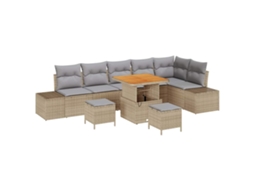 Maison Exclusive - Conjunto De Sofá De Jardim 9 Pcs Bege Rattan Sintético