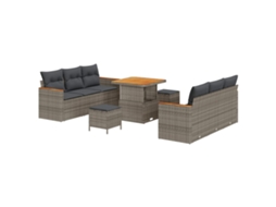 Maison Exclusive - Conjunto De Sofá De Jardim 9 Pcs Cinzeto Vime Pe