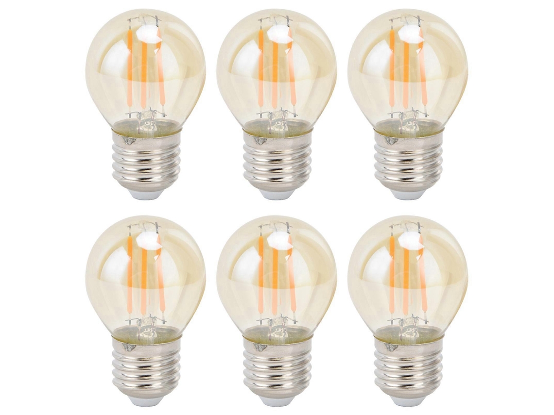 Peças De Lâmpadas Led Vintage, Vidro Dourado, Reguláveis, G45, E27, 4w, Lâmpadas De Filamento, Luz Quente, 360 Lm Db Brilvibera
