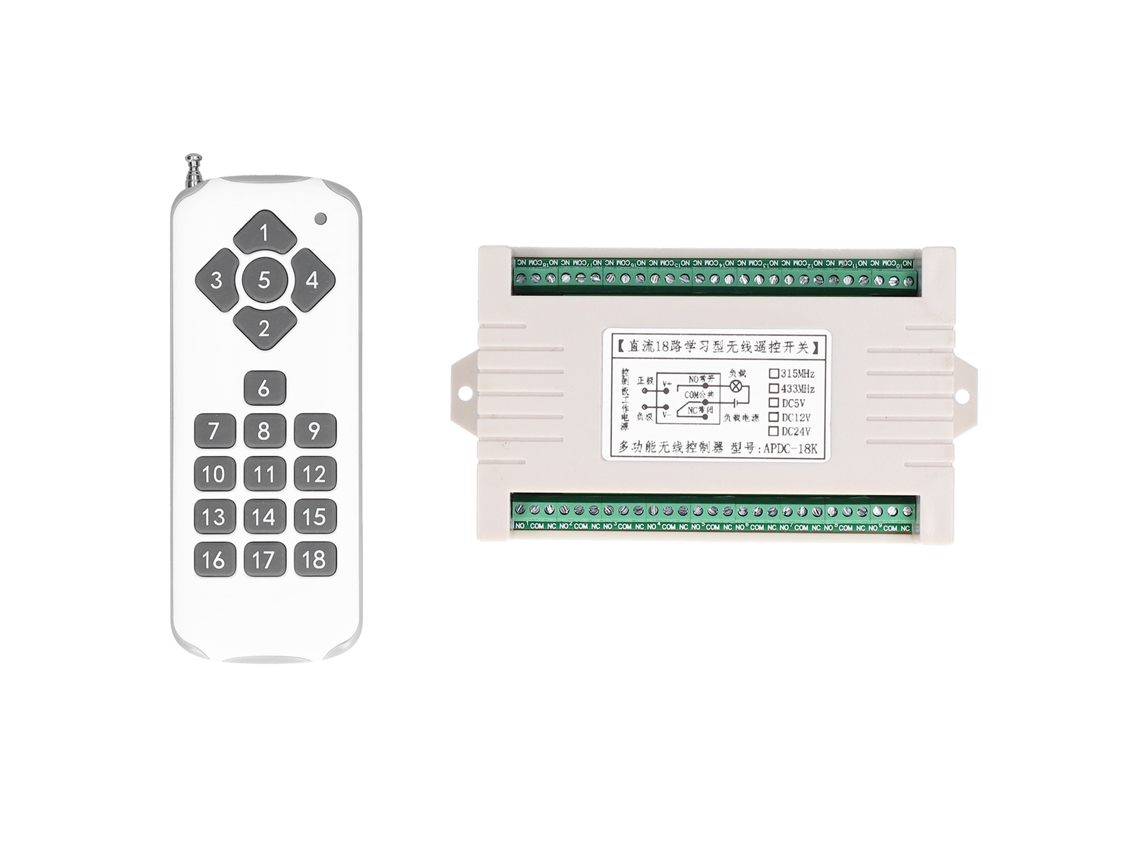 Chave De Controle Remoto Sem Fio Kit Pcb 18 Canais Bateria 23a Dc24v