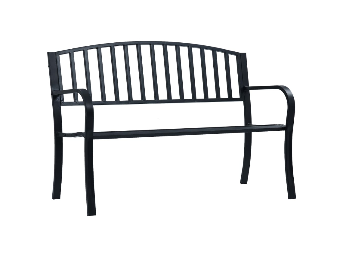 Banco de jardim VIDAXL Preto Aço (120x51x81 cm)