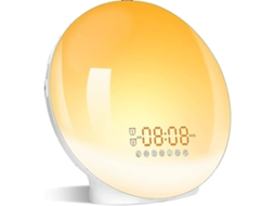 Lurelia Despertador Feito Pelo Homem Com Simulação De Nascer E Pôr Do Sol, Alarme Duplo, Abajur, Função Soneca, Rádio Fm, 7 Sons Naturais, 7 Cores
