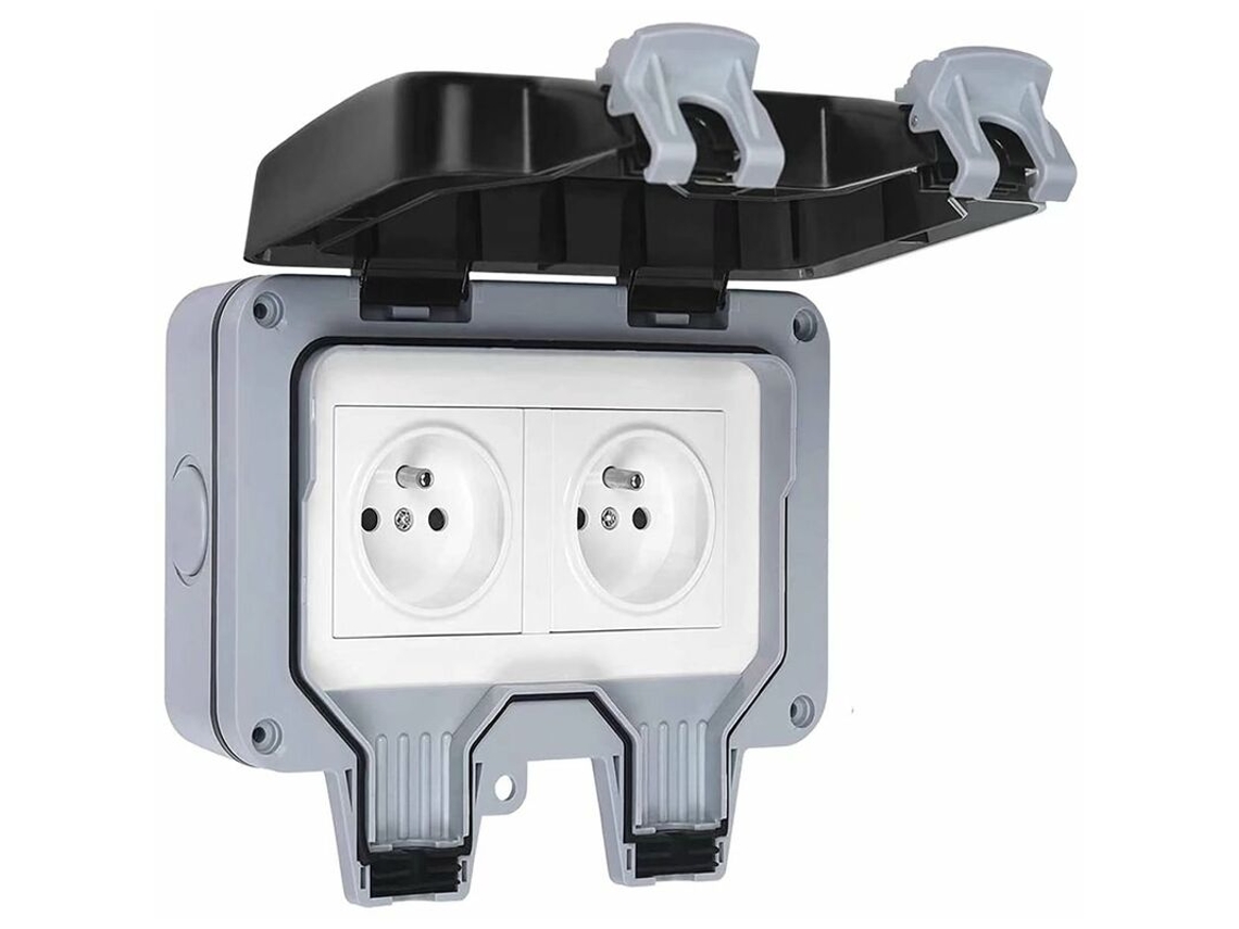 Tomada Dupla À Prova D'água para Uso Externo, Ip66, 16a BRILVIBERA