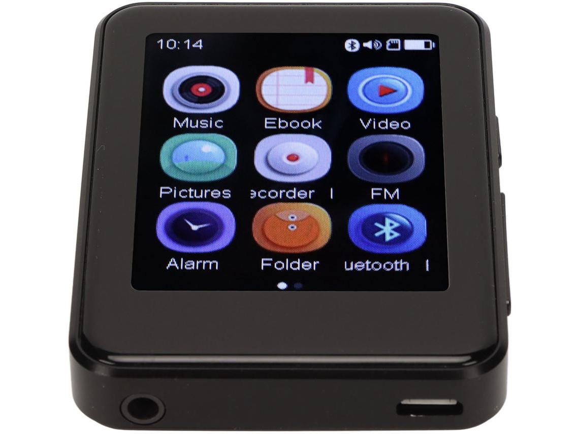 Leitor Mp3 Bluetooth YIZHOOD Mp08 2.5Inch Ecrã Tátil 4G Tf Card Preto