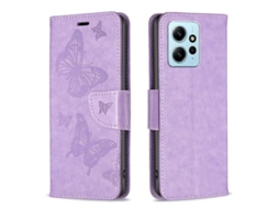 Capa De Celular Em Couro Com Relevo De Duas Borboletas Para Xiaomi Redmi Note 12 4g Global