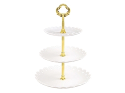 Suporte Para Bolo De 3 Camadas, Grande Branco 35 Cm, Expositor Sobremesa Estilo Europeu