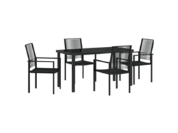 Conjunto 5 De Jantar Jardim Vidaxl Preto Vime De Pvc