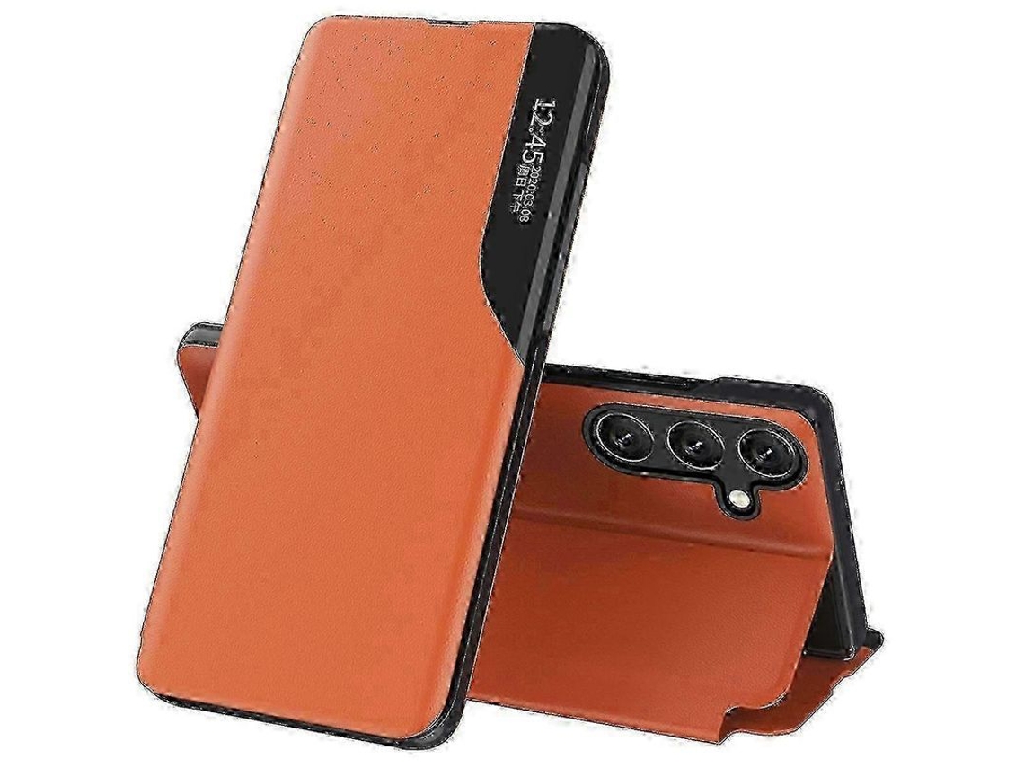 Funda Galaxy S25+ Con Soporte Funda de Cuero Protección Completa Verdenaranja Naranja