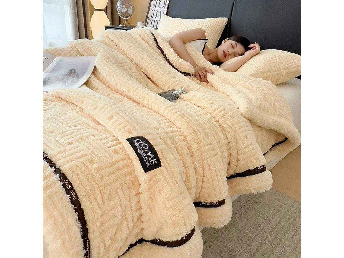 Manta de Lã Macia e Fofa para Outono Inverno Colcha Quente Respirável Sofá cama Sala Estar Artigos Têxteis o L