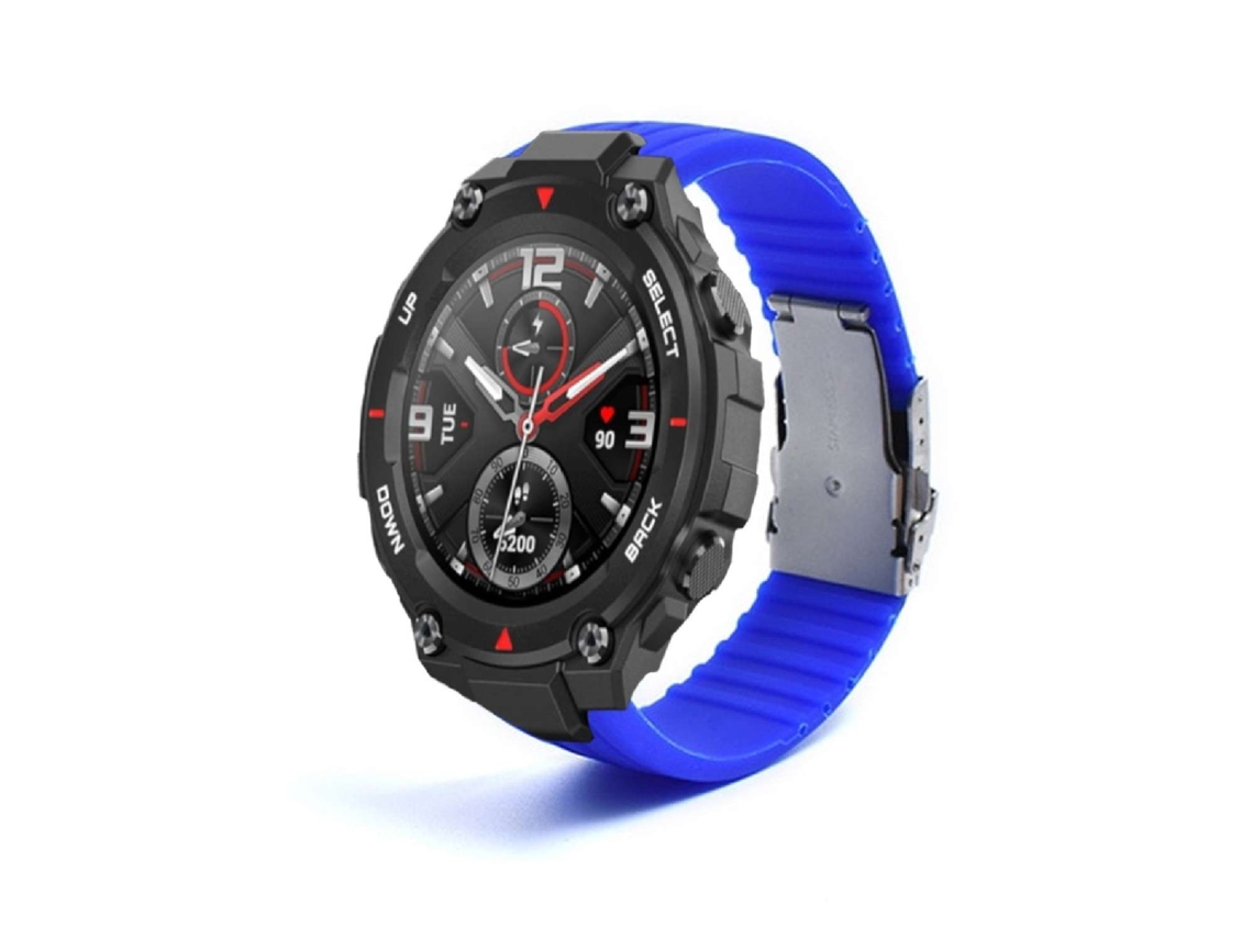 Bracelete Silicone Stripe Adaptável Amazfit T-Rex 2 Azul Claro