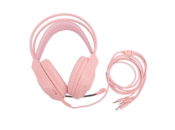 Fone de Ouvido Gamer LAXISCREED Rosa Fio com Microfone