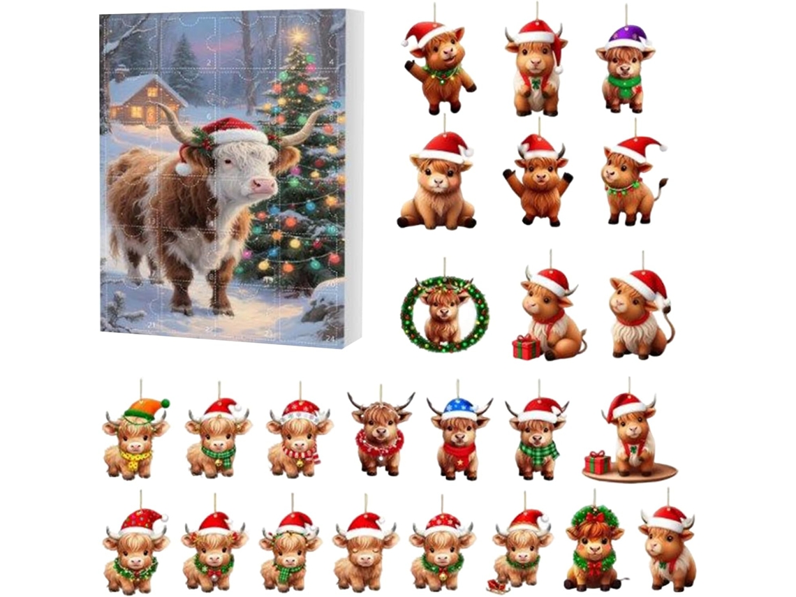 Calendário De Natal Com Contagem Regressiva De 24 Dias Para 2025 Com Tema De Vaca Do Advento |
