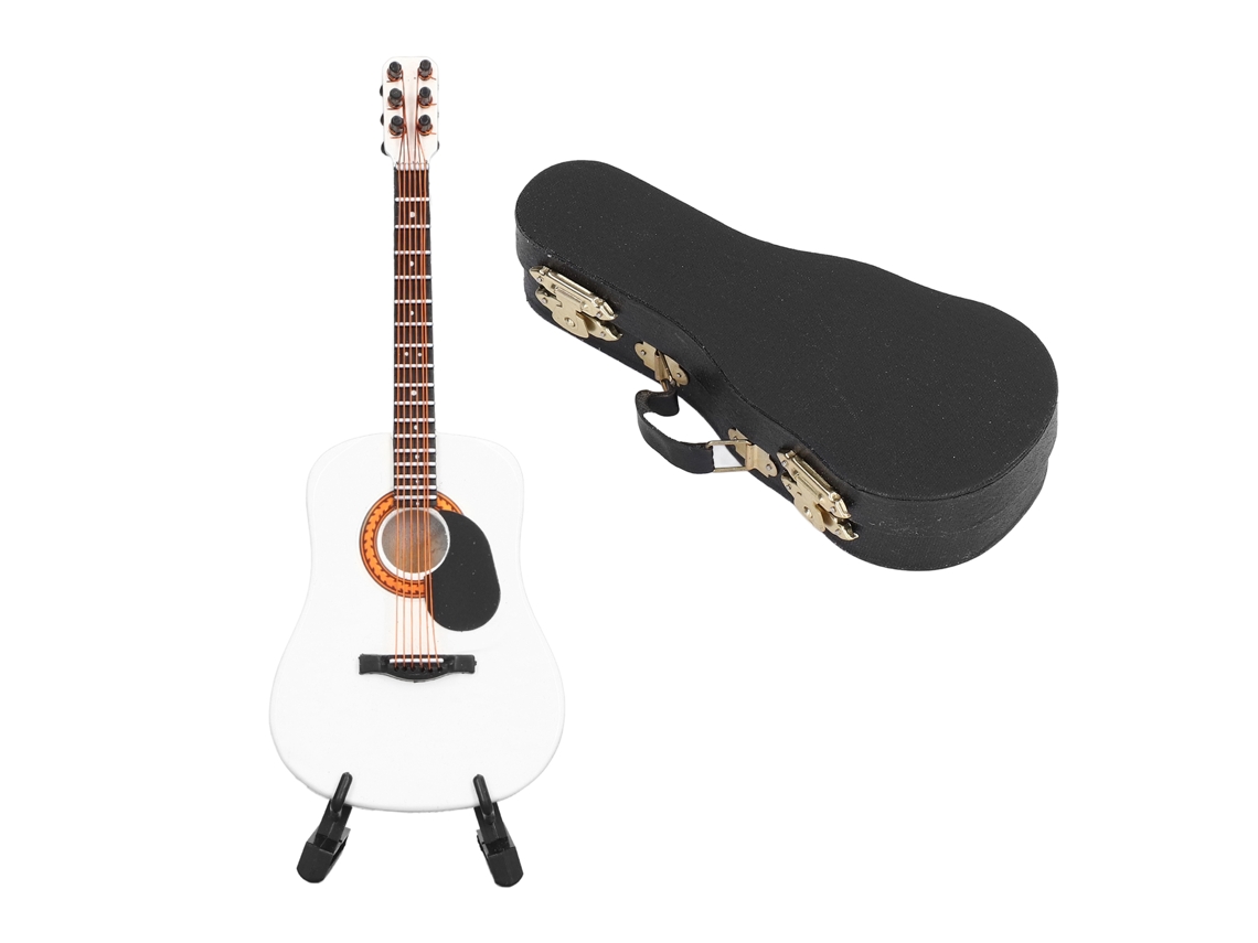 Primerox enfeite de Guitarra em Miniatura de Madeira com Suporte e Caixa de Armazenamento para Sala e Quarto